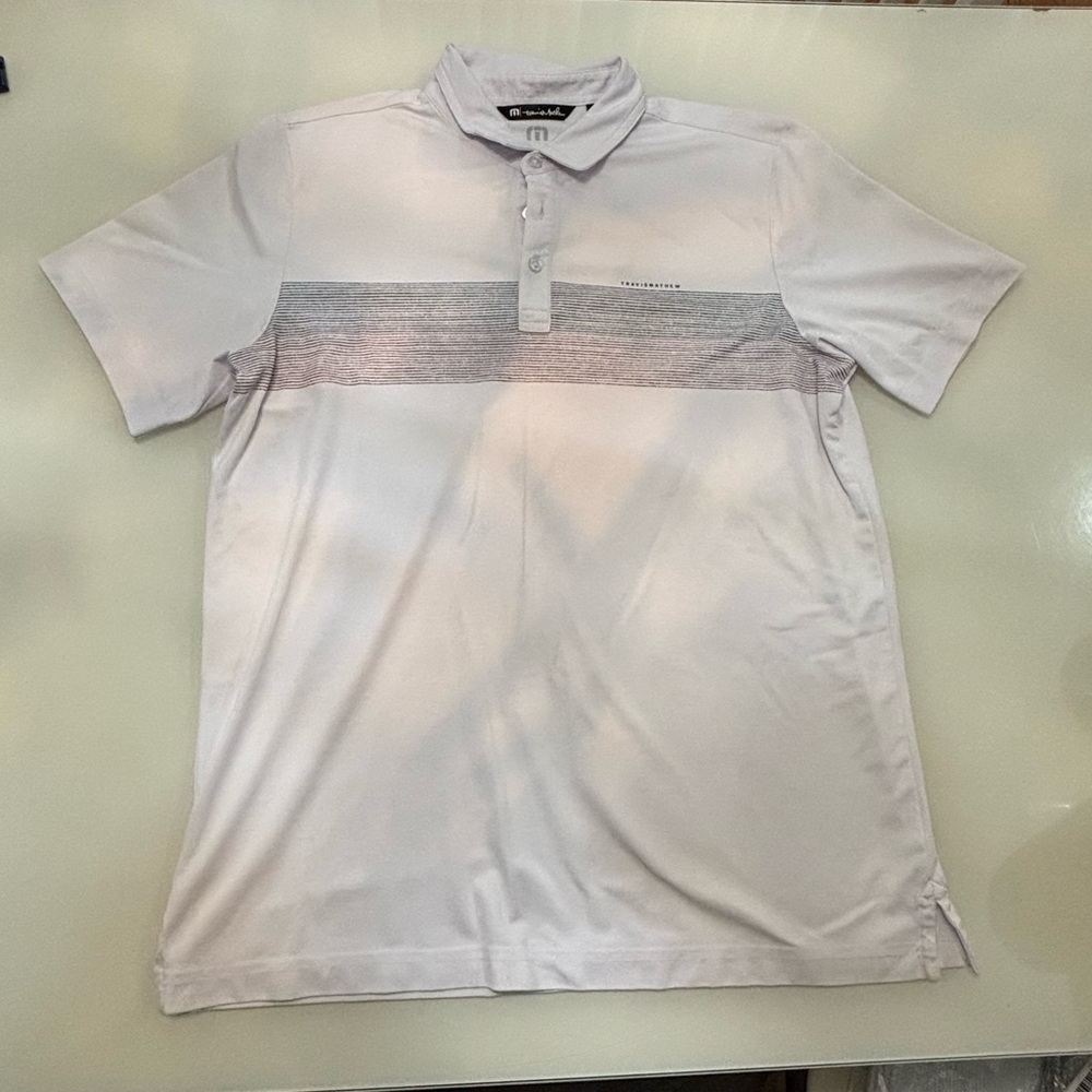 HOT SALE 🔥 Travis Mathew White and Gray Polo Shirt